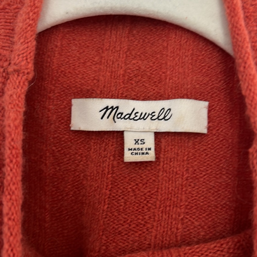 ♥️ Madewell Donegal Everest Mock Neck Wool Blend Rust Orange Sweater Size Medium - Picture 7 of 9